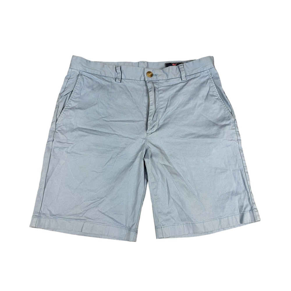 Vineyard Vines Breaker Short Mens Sz 34 Baby Blue Flat Front Logo Canvas Preppy